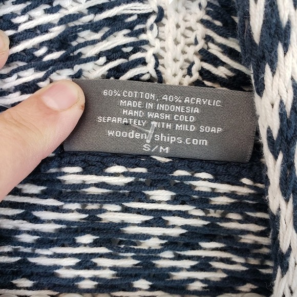 Anthropologie Wooden ships Navy and White Cardigan SZ S/M - Picture 4 of 6